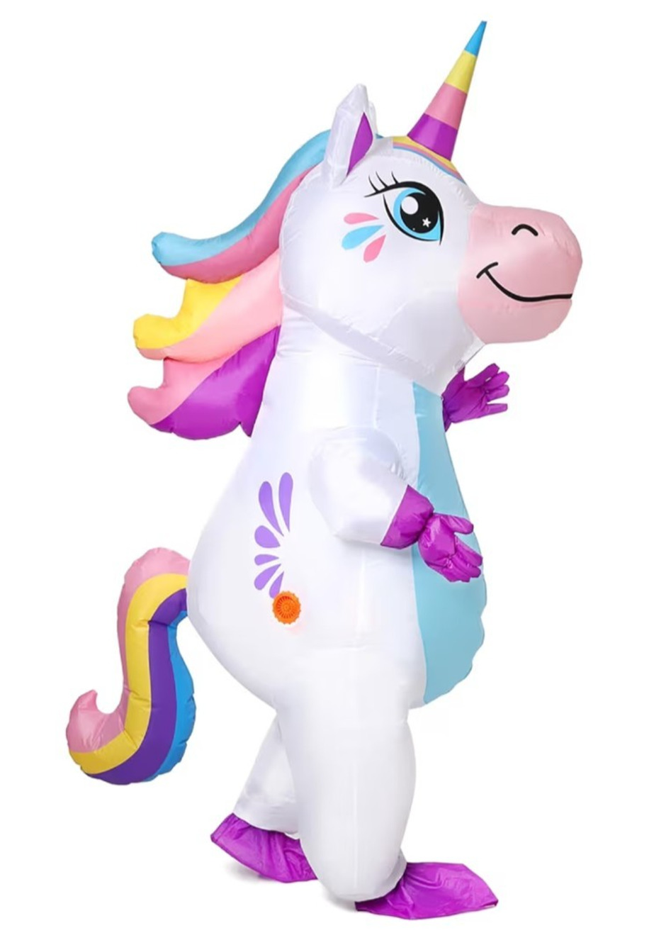 Inflatable Unicorn 8' Blow up Costume Rainbow OSFM Adult 5'-7' tall